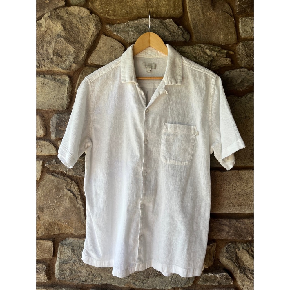 Standard Cloth White Textured Cotton Camp Collar Shirt